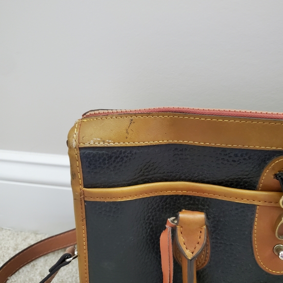 Dooney & Bourke Black Satchel with Tan Trim / All Weather Leather - Picture 5 of 16
